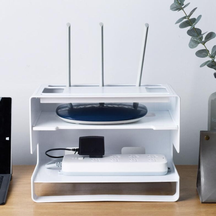 Desktop Double-layer Hollow Heat Dissipation Dust-proof Set-top Box Cable Management Storage Box