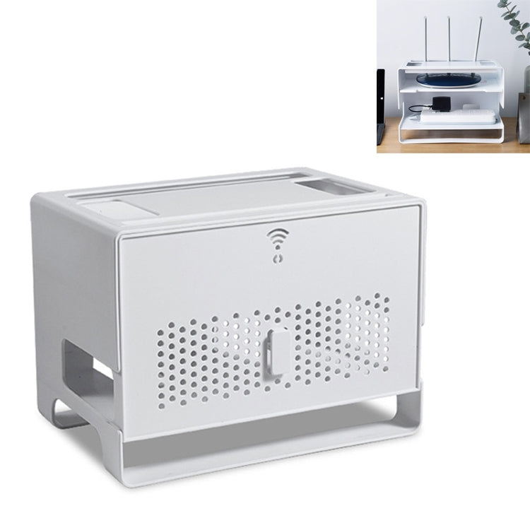 Desktop Double-layer Hollow Heat Dissipation Dust-proof Set-top Box Cable Management Storage Box