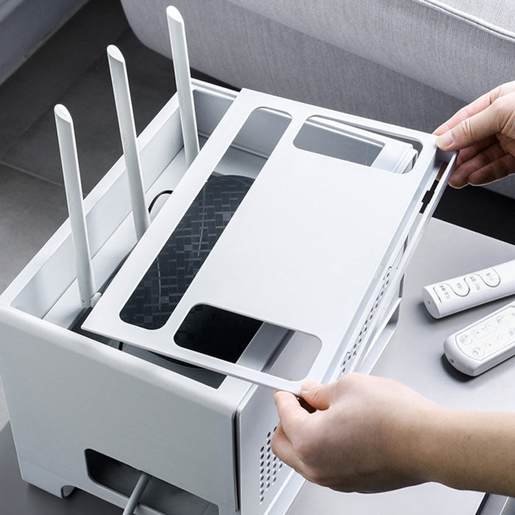 Desktop Double-layer Hollow Heat Dissipation Dust-proof Set-top Box Cable Management Storage Box
