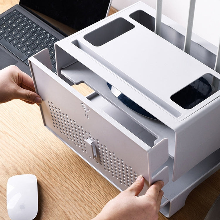 Desktop Double-layer Hollow Heat Dissipation Dust-proof Set-top Box Cable Management Storage Box
