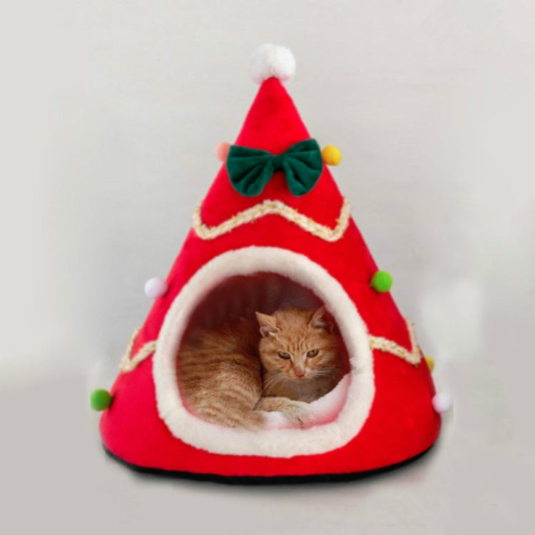 Three-dimensional Sponge Christmas Hat Shaped Pet Bed Nest Warmth Supplies, Size:Medium 45x55cm