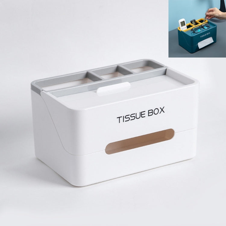 Household Living Room Coffee Table Multi-function Drawer Box Simple Remote Control Storage Box(White)