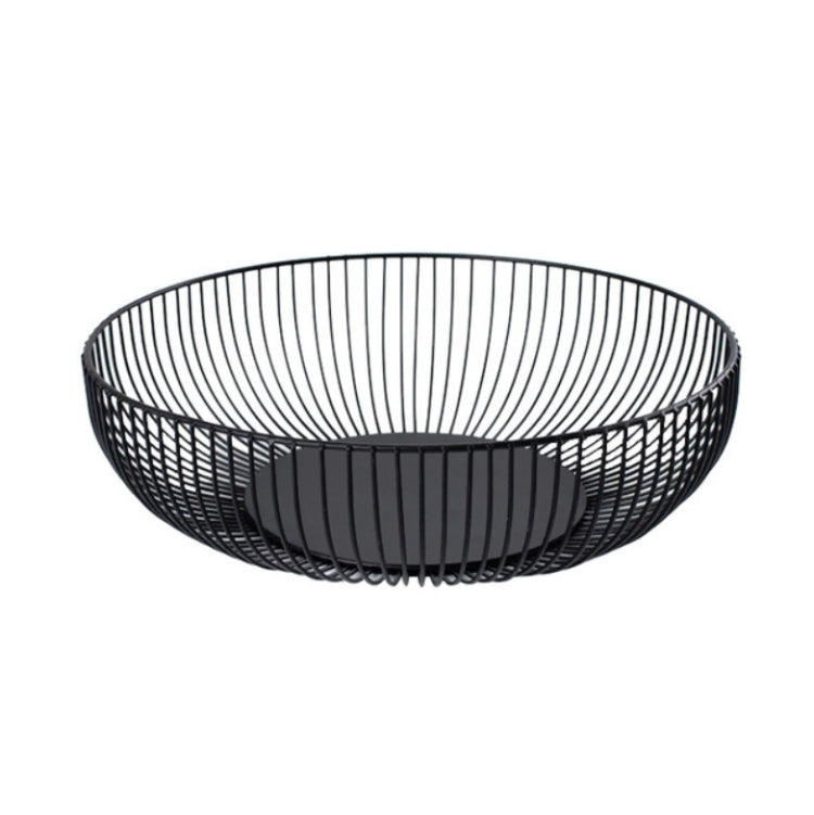 Household Living Room Fruit Basket Wrought Iron Desktop Snack Storage Basket(Black)