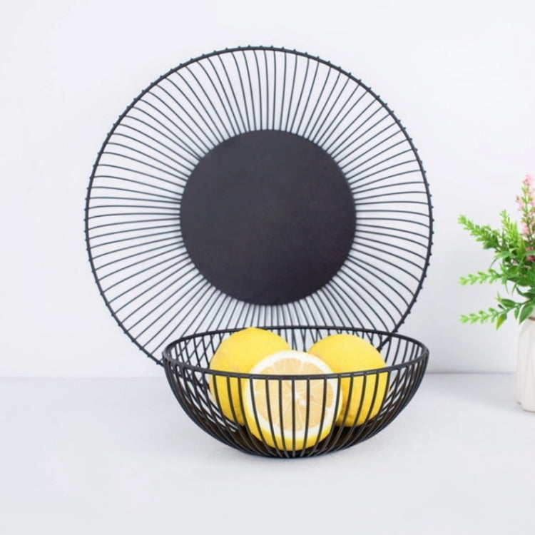 Household Living Room Fruit Basket Wrought Iron Desktop Snack Storage Basket(Black)
