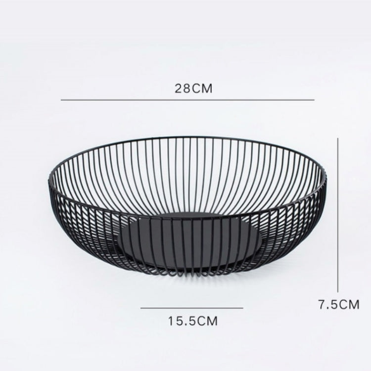 Household Living Room Fruit Basket Wrought Iron Desktop Snack Storage Basket(Black)