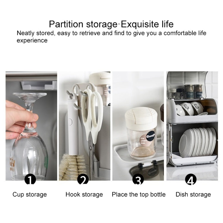Kitchen Household Insect-proof Dustproof Double-layer Partition Large-capacity Tableware Storage Box Drain Cupboard With Lid