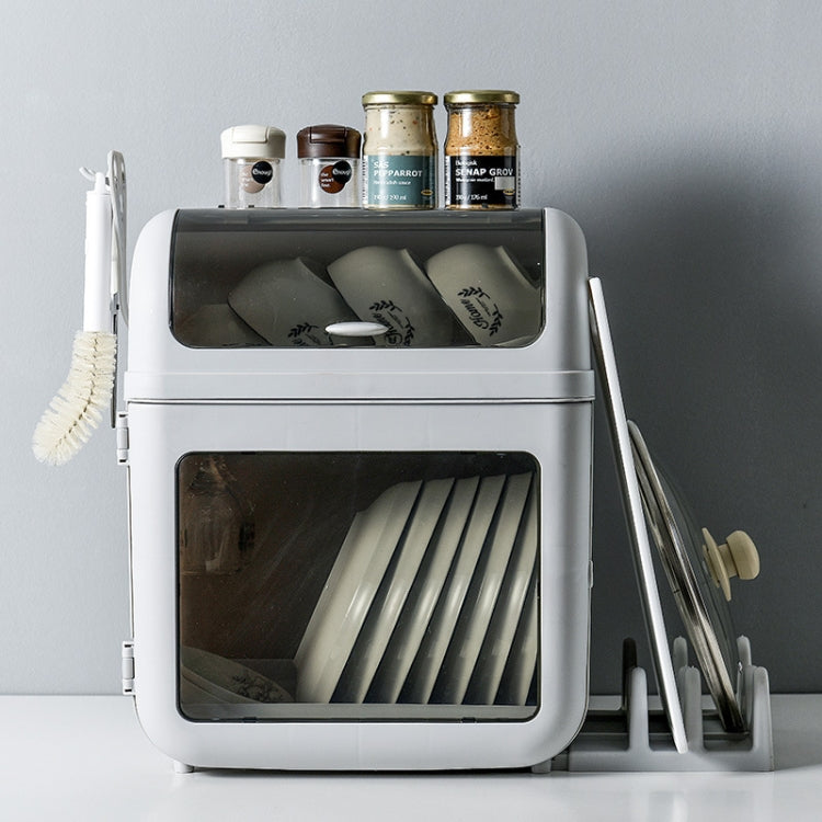 Kitchen Household Insect-proof Dustproof Double-layer Partition Large-capacity Tableware Storage Box Drain Cupboard With Lid