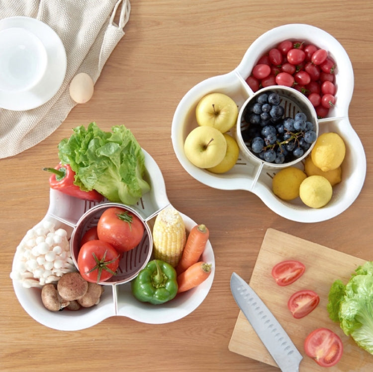 Triangle Hot Pot Platter Drain Basket Double Plastic Fruit Plate Fruit Basket Household Storage Basket