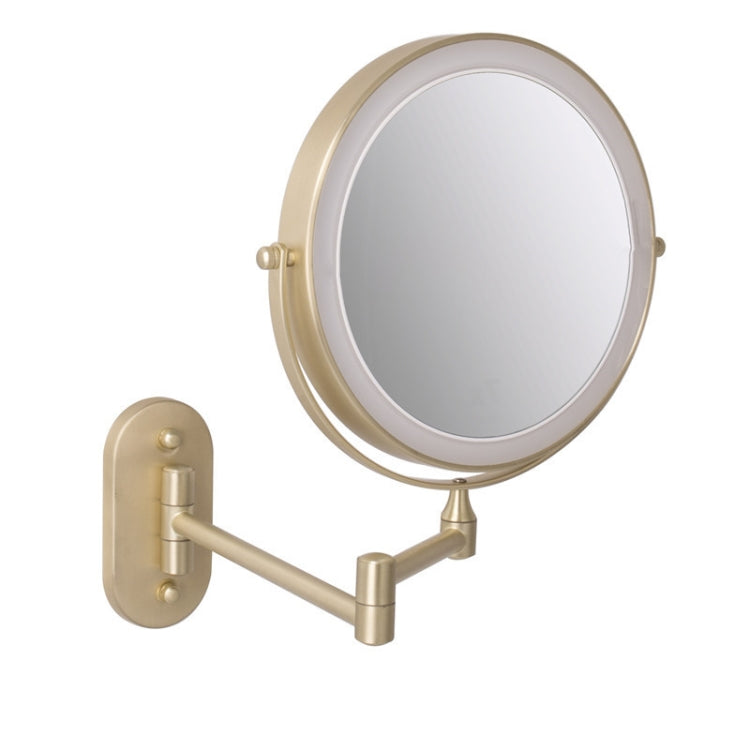 8 Inch Wall-Mounted Double-Sided Makeup Mirror LED Three-Tone Light Bathroom Mirror, Colour:USB Charging Matte Gold(Seven Times Magnification)