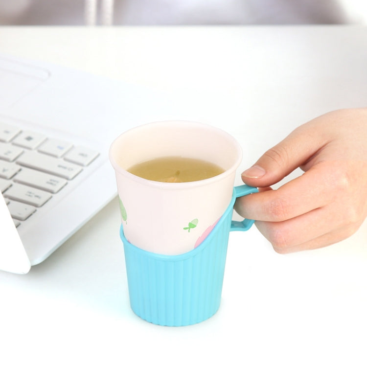 10 PCS Disposable Paper Cup Holder Plastic Anti-scald Heat Insulation Cup Holder Random Color Delivery