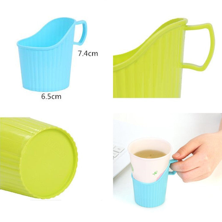 10 PCS Disposable Paper Cup Holder Plastic Anti-scald Heat Insulation Cup Holder Random Color Delivery