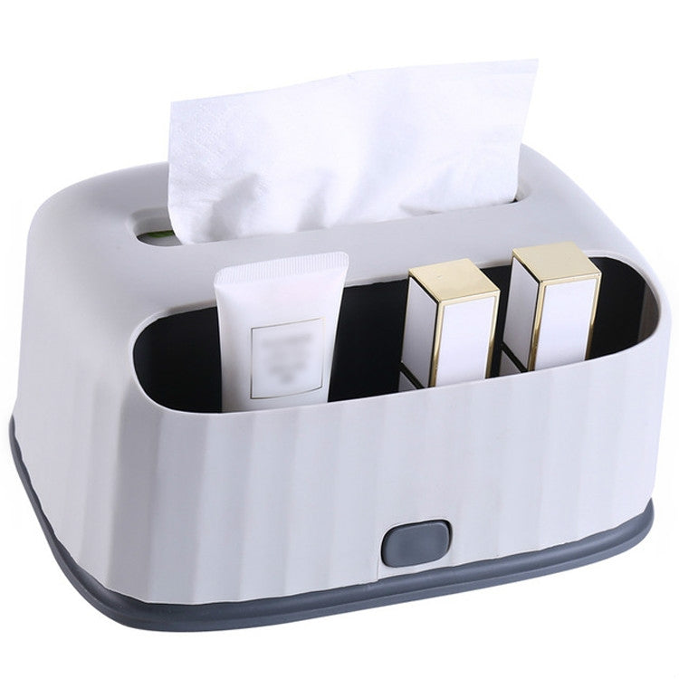 2 PCS Household Desktop Multifunctional Tissue Box Simple Living Room Coffee Table Remote Control Debris Storage Drawer Tray(Gray)