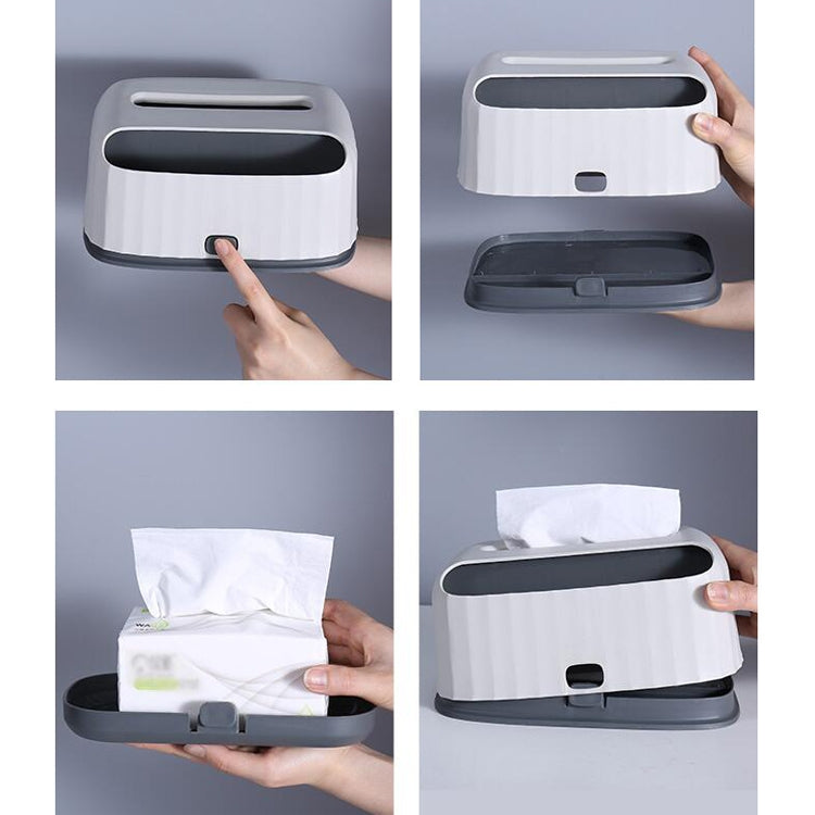 2 PCS Household Desktop Multifunctional Tissue Box Simple Living Room Coffee Table Remote Control Debris Storage Drawer Tray(Gray)
