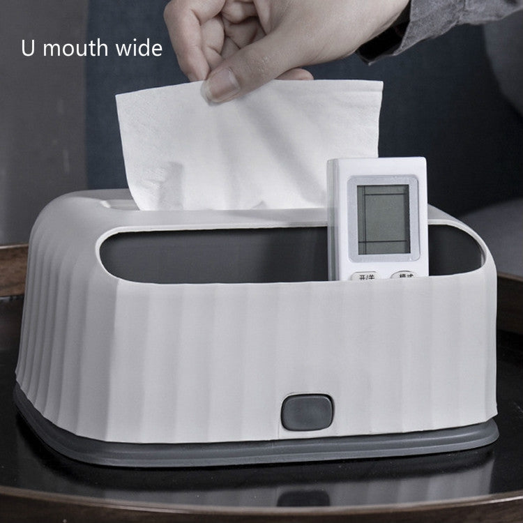 2 PCS Household Desktop Multifunctional Tissue Box Simple Living Room Coffee Table Remote Control Debris Storage Drawer Tray(Gray)