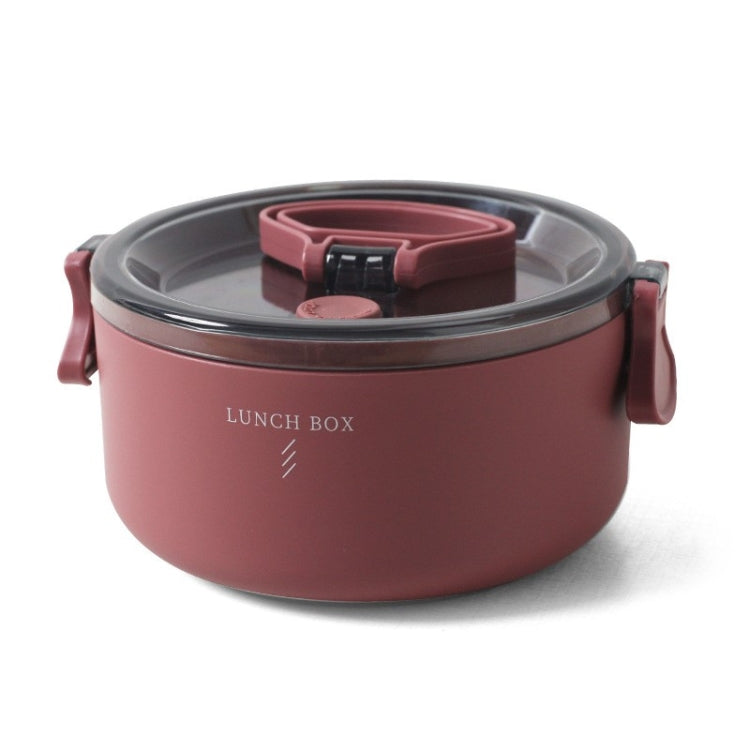Round Portable Insulation Partitioned Lunch Box Student Office Workers Heated Microwave Oven Bento Box, Style:Single Layer