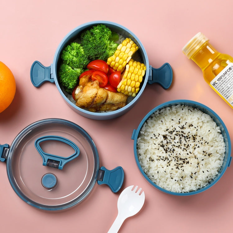 Round Portable Insulation Partitioned Lunch Box Student Office Workers Heated Microwave Oven Bento Box, Style:Single Layer