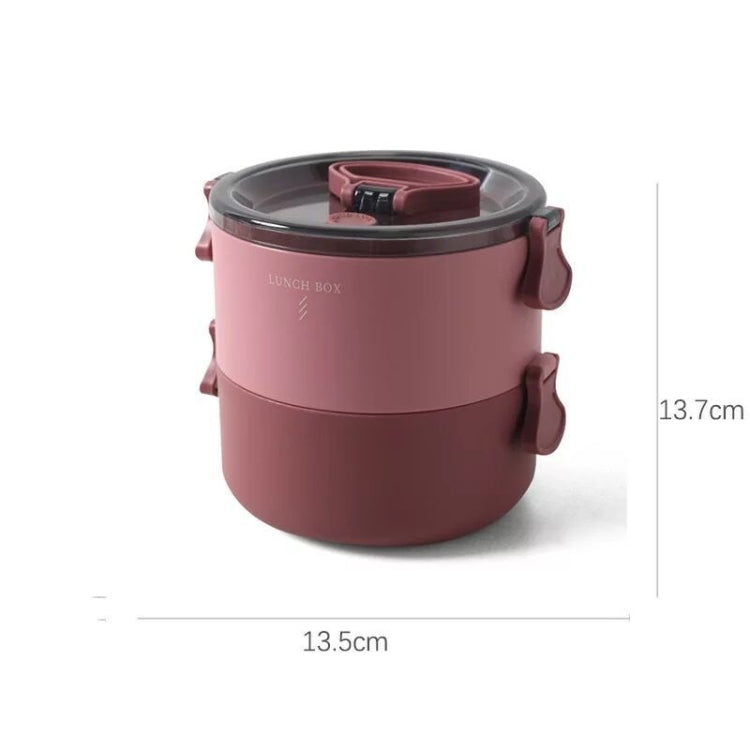 Round Portable Insulation Partitioned Lunch Box Student Office Workers Heated Microwave Oven Bento Box, Style:Double Layer