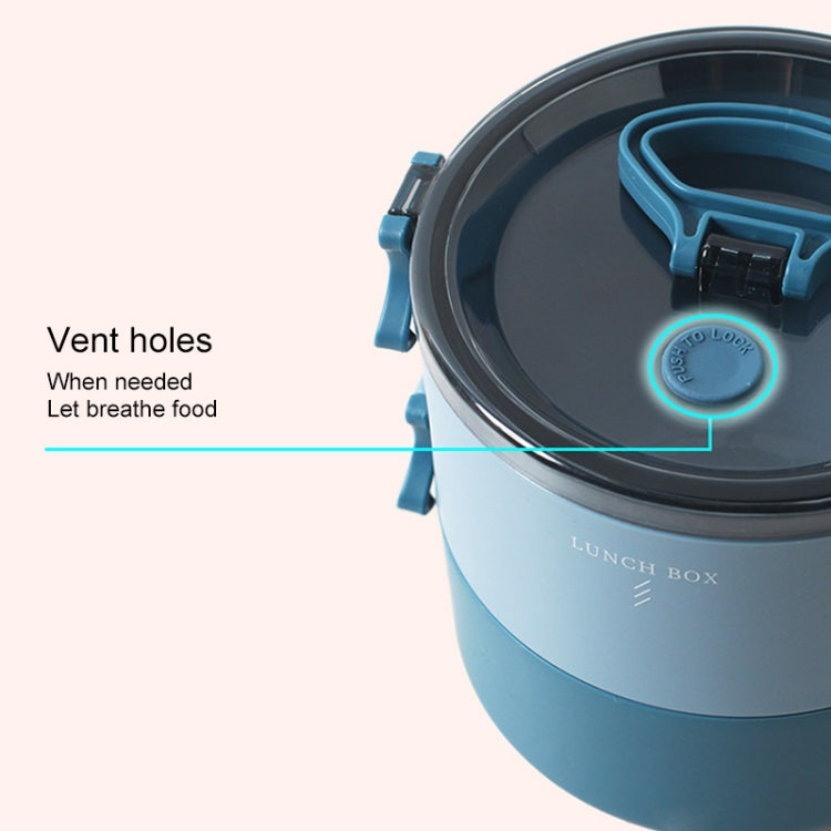 Round Portable Insulation Partitioned Lunch Box Student Office Workers Heated Microwave Oven Bento Box, Style:Double Layer
