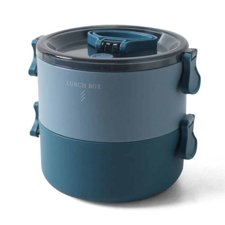 Round Portable Insulation Partitioned Lunch Box Student Office Workers Heated Microwave Oven Bento Box, Style:Double Layer
