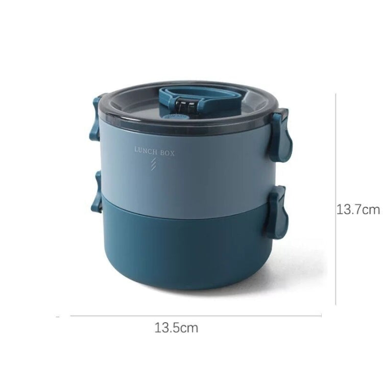 Round Portable Insulation Partitioned Lunch Box Student Office Workers Heated Microwave Oven Bento Box, Style:Double Layer