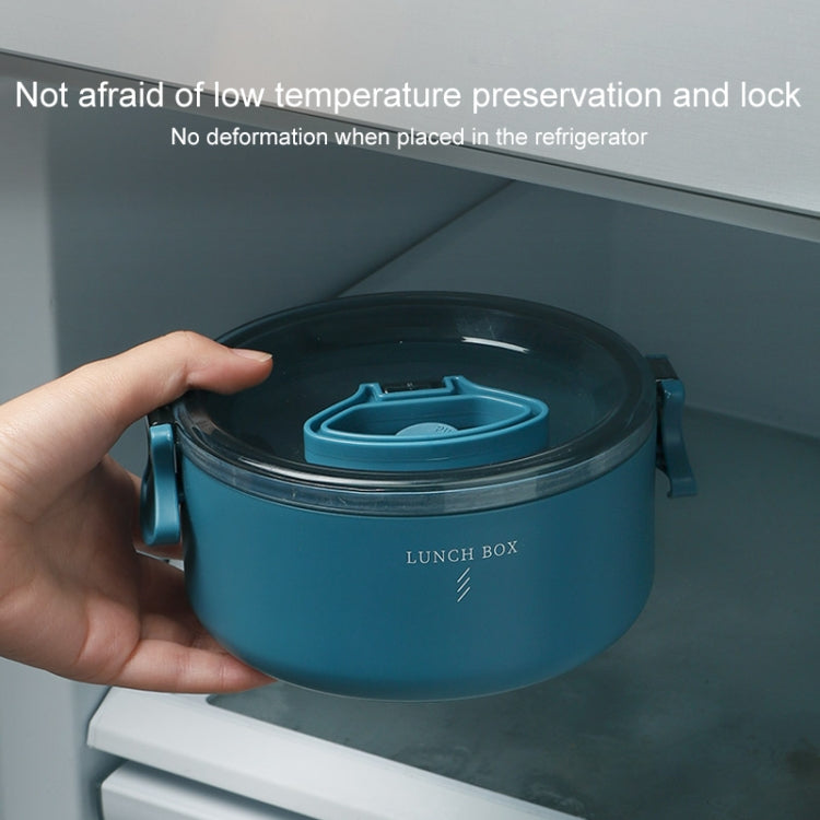 Round Portable Insulation Partitioned Lunch Box Student Office Workers Heated Microwave Oven Bento Box, Style:Double Layer