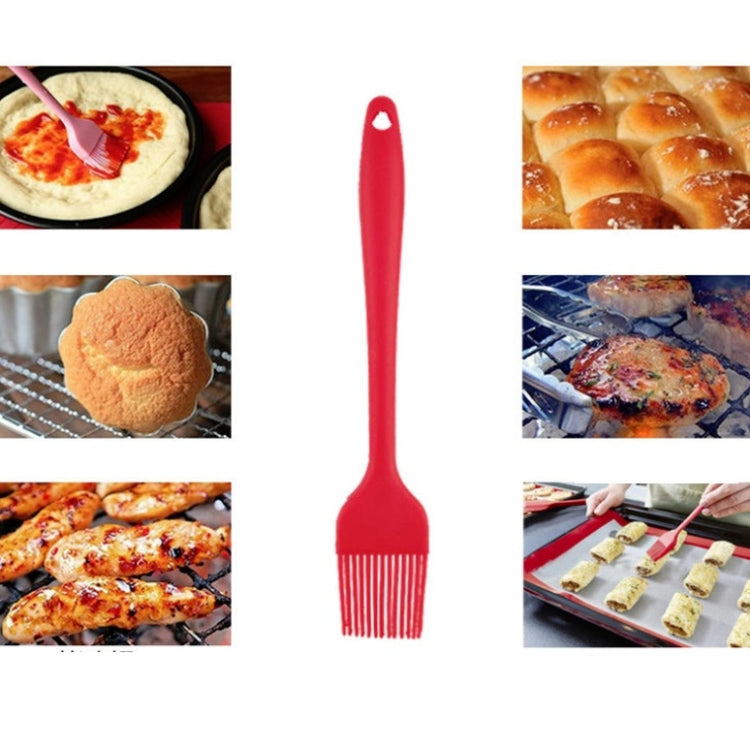 3 in 1 Silicone Food Clip Set 9 / 12 Inch Stainless Steel Clip Barbecue Brush Oil Tool(Red)