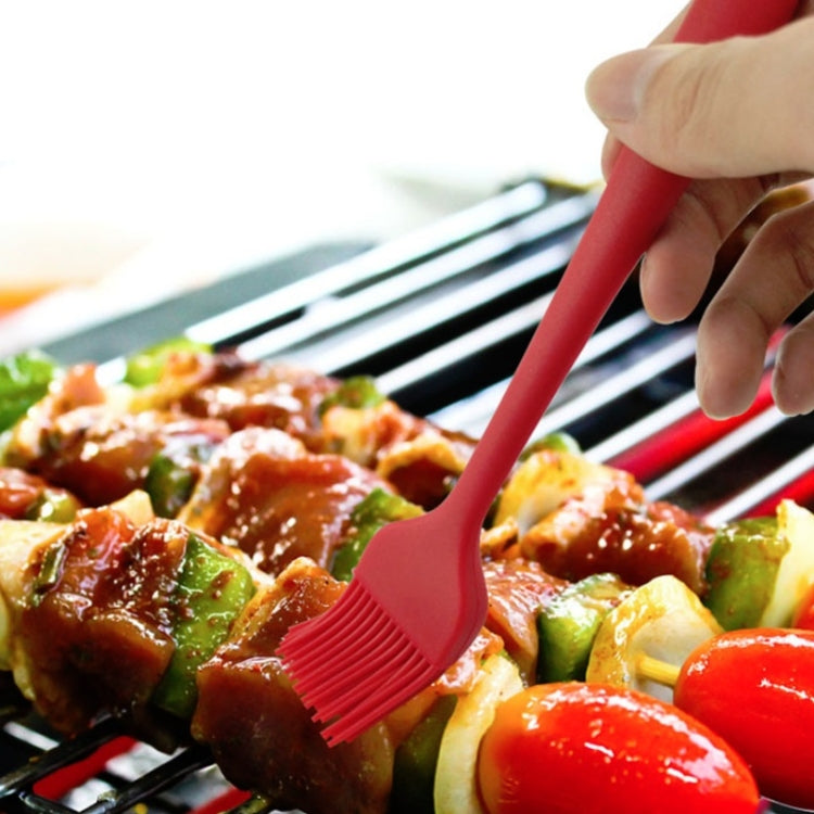 3 in 1 Silicone Food Clip Set 9 / 12 Inch Stainless Steel Clip Barbecue Brush Oil Tool(Red)