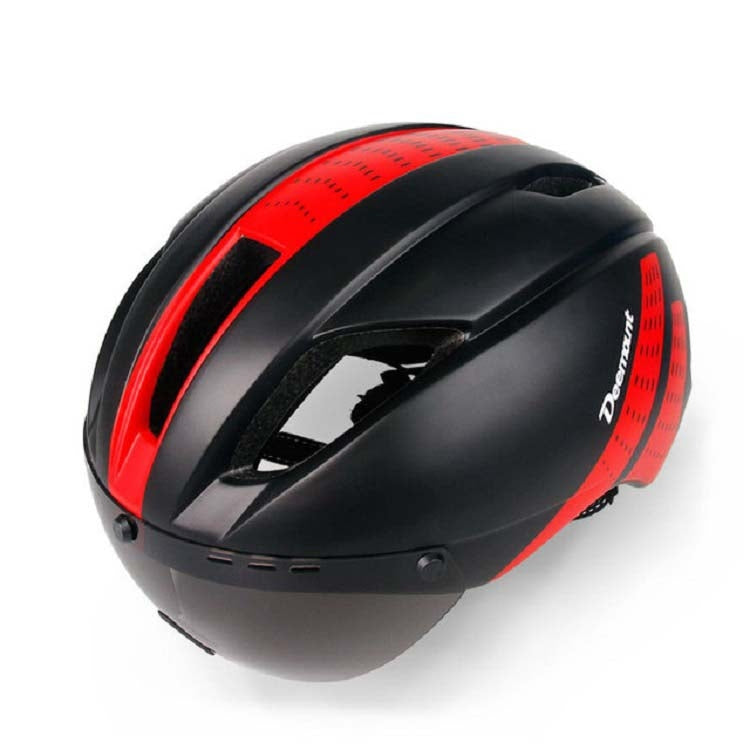 Deemount Oriding Bicycle Helmet Integrated Goggles Helmet, Size:One Size