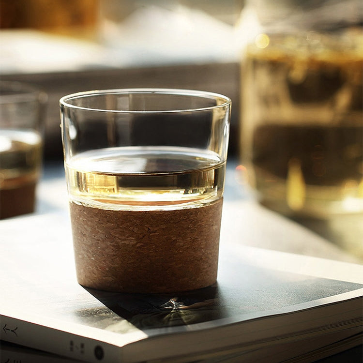 Transparent Glass Cork Sleeve Water Cup, Style:Transparent Glass