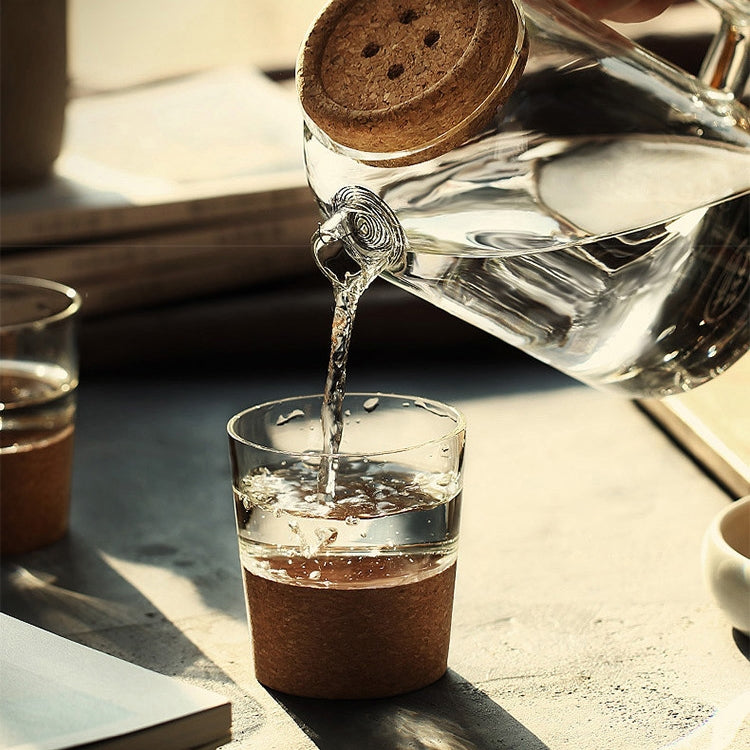 Transparent Glass Cork Sleeve Water Cup, Style:Transparent Glass