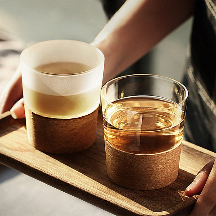 Transparent Glass Cork Sleeve Water Cup, Style:Transparent Glass