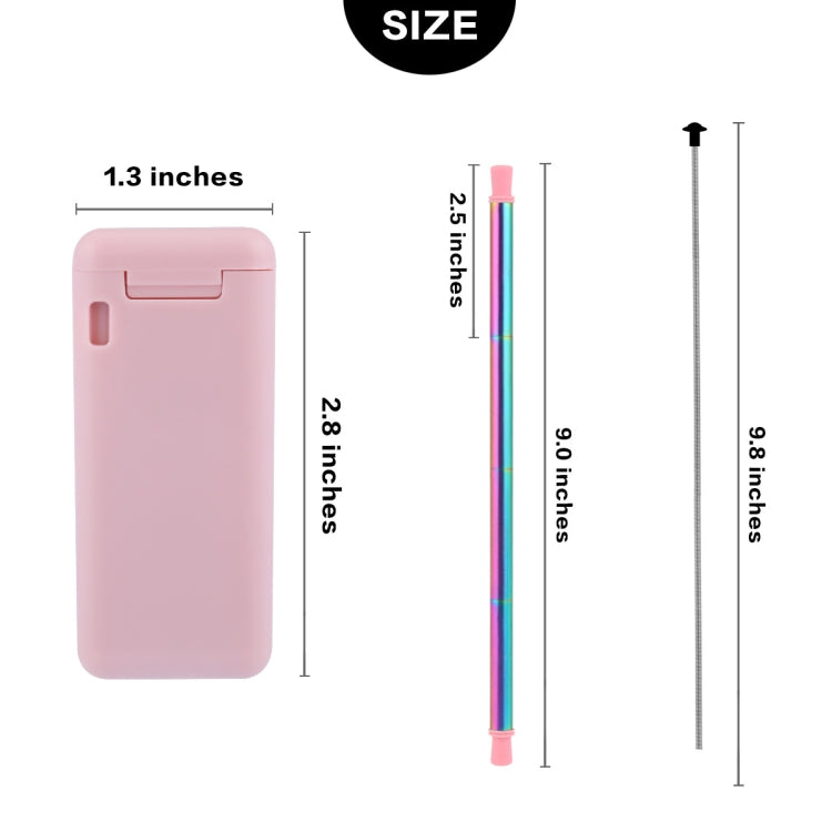 Portable Foldable Collapsible Reusable Dazzling Colors Stainless Steel Drinking Straw Outdoor Household Drinking Tool Set