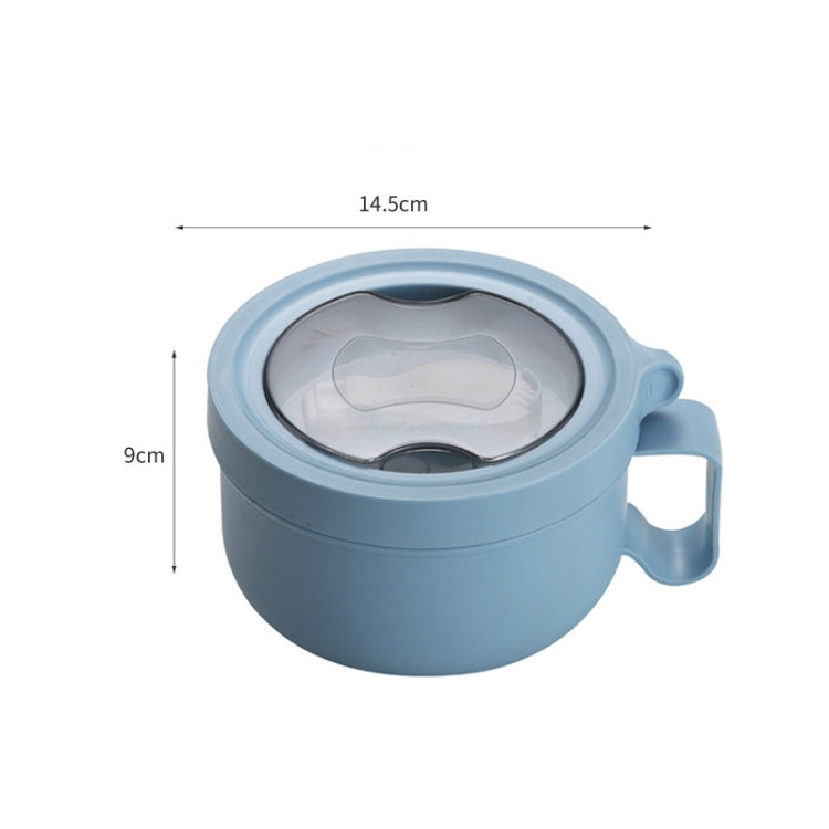 2 PCS 304 Stainless Steel Instant Noodle Bowl with Lid Student Canteen Lunch Box Dormitory Fast Food Bowl(Blue)
