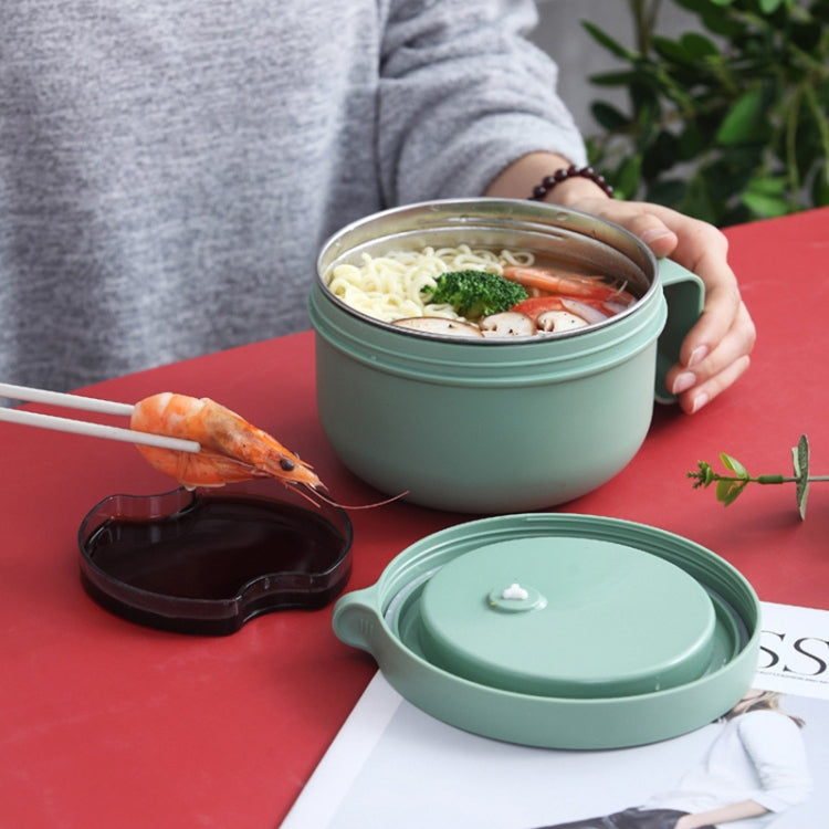 2 PCS 304 Stainless Steel Instant Noodle Bowl with Lid Student Canteen Lunch Box Dormitory Fast Food Bowl(Blue)