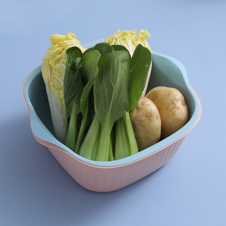 5 PCS Household Creative Living Room Two-color Drain Basket Kitchen Multi-function Double Fruit Vegetable Basket, Size:M