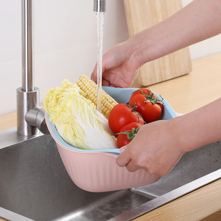5 PCS Household Creative Living Room Two-color Drain Basket Kitchen Multi-function Double Fruit Vegetable Basket, Size:M