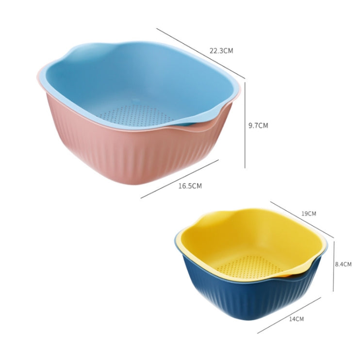5 PCS Household Creative Living Room Two-color Drain Basket Kitchen Multi-function Double Fruit Vegetable Basket, Size:M