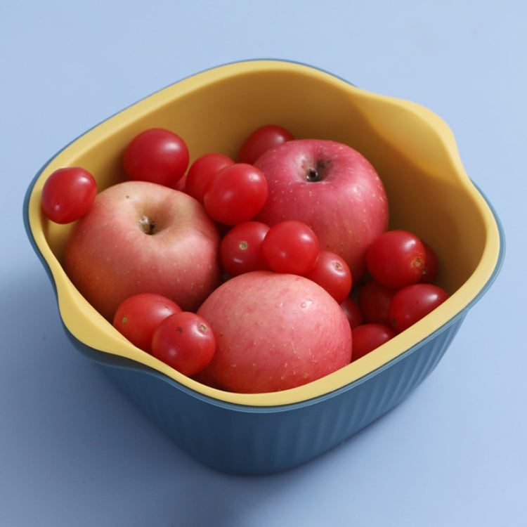 5 PCS Household Creative Living Room Two-color Drain Basket Kitchen Multi-function Double Fruit Vegetable Basket, Size:M