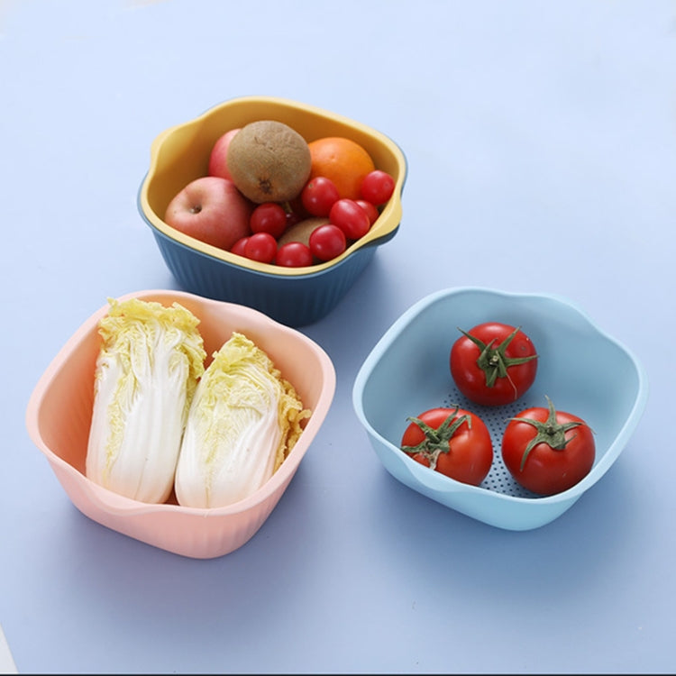 5 PCS Household Creative Living Room Two-color Drain Basket Kitchen Multi-function Double Fruit Vegetable Basket, Size:M