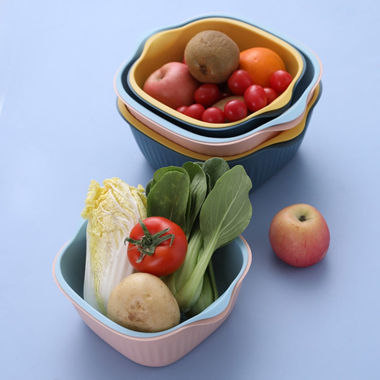 5 PCS Household Creative Living Room Two-color Drain Basket Kitchen Multi-function Double Fruit Vegetable Basket, Size:M