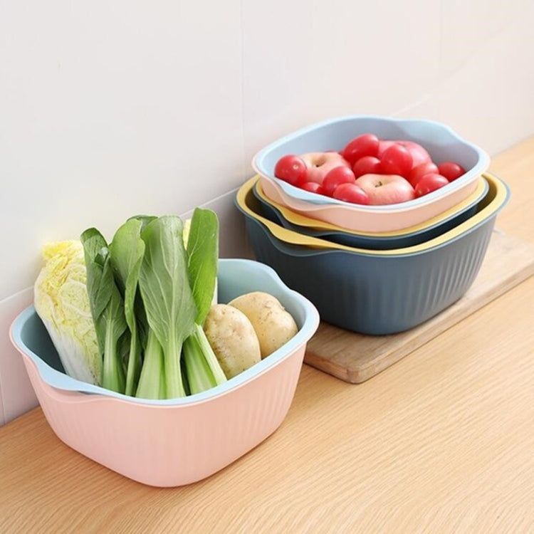 5 PCS Household Creative Living Room Two-color Drain Basket Kitchen Multi-function Double Fruit Vegetable Basket, Size:M