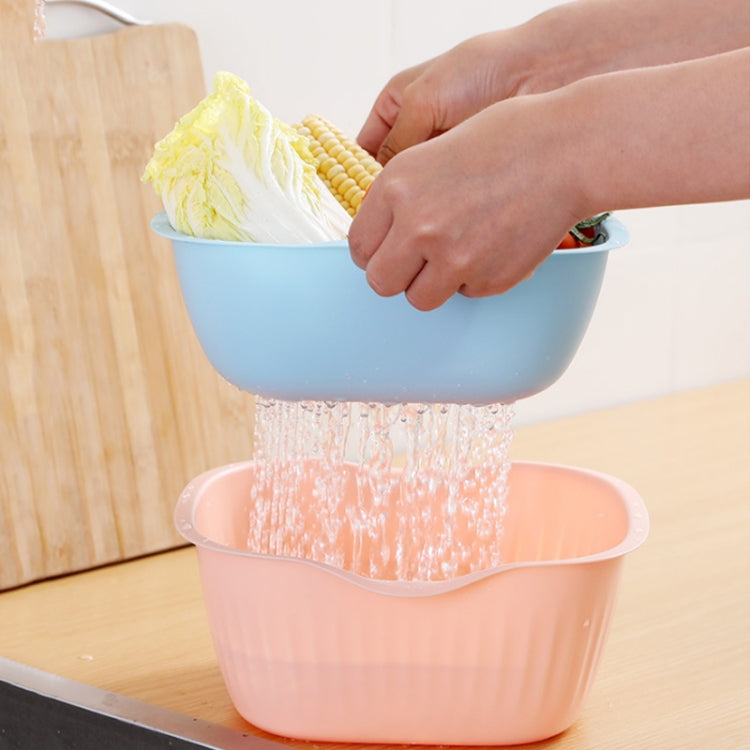 5 PCS Household Creative Living Room Two-color Drain Basket Kitchen Multi-function Double Fruit Vegetable Basket, Size:M