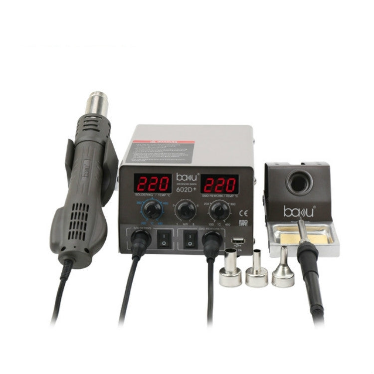 BAKU BA-602D+ Welding Station Set Dual Digital Display Mobile Phone Repair Tin Welding Tool, Specification:US Plug