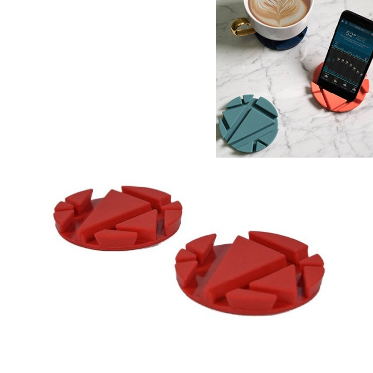 2 PCS Multifunctional Mobile Phone Lazy Stand Desktop Heat-resistant Rubber Coaster