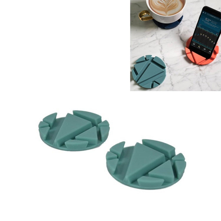 2 PCS Multifunctional Mobile Phone Lazy Stand Desktop Heat-resistant Rubber Coaster