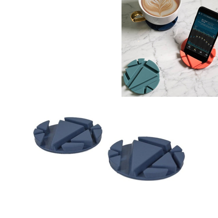 2 PCS Multifunctional Mobile Phone Lazy Stand Desktop Heat-resistant Rubber Coaster