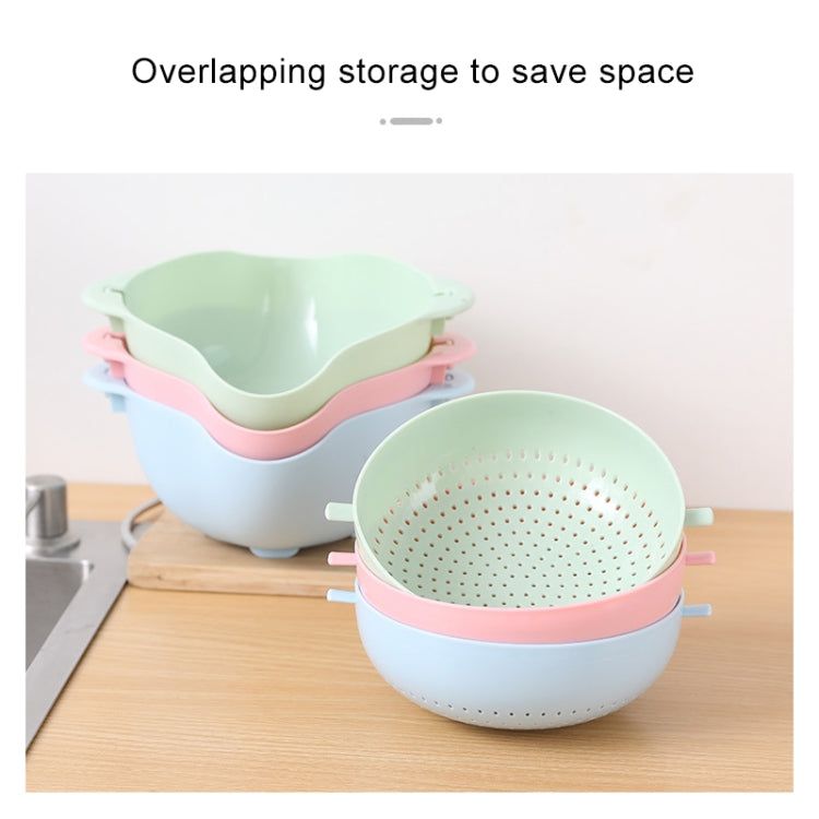5 PCS Multifunctional Reversible Kitchen Fruit and Vegetable Basket Plastic Double-layer Drain Basket(Pink)