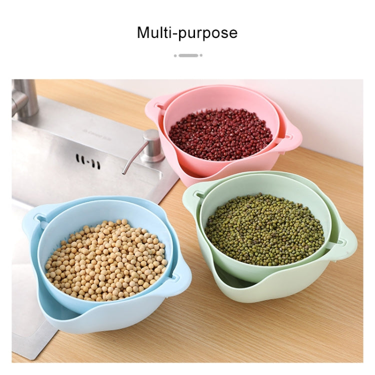 5 PCS Multifunctional Reversible Kitchen Fruit and Vegetable Basket Plastic Double-layer Drain Basket(Pink)