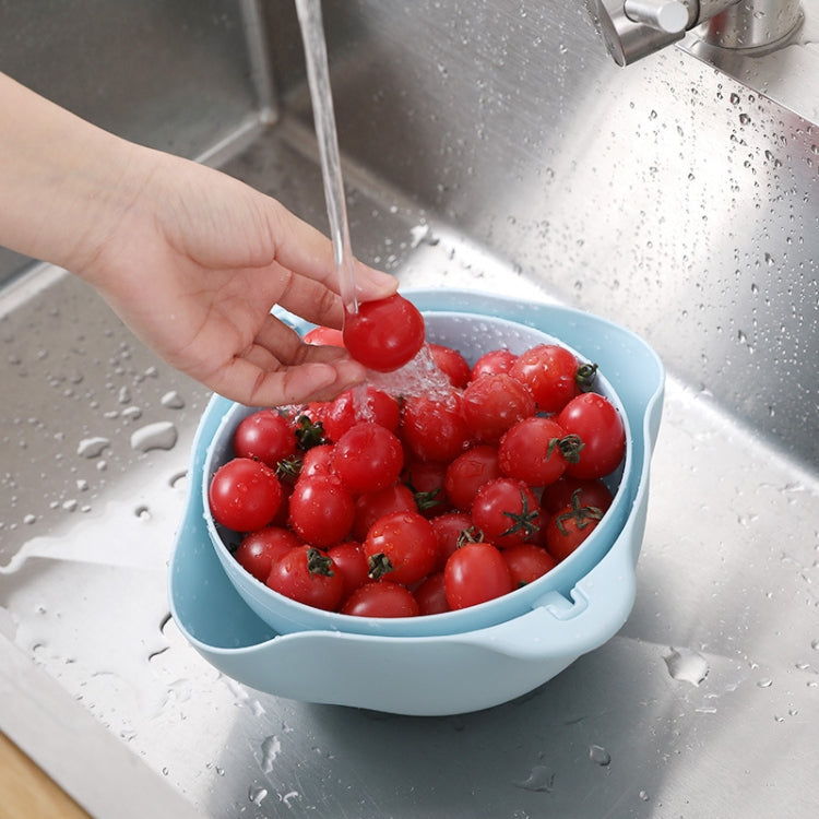 5 PCS Multifunctional Reversible Kitchen Fruit and Vegetable Basket Plastic Double-layer Drain Basket(Pink)