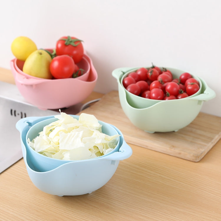 5 PCS Multifunctional Reversible Kitchen Fruit and Vegetable Basket Plastic Double-layer Drain Basket(Pink)